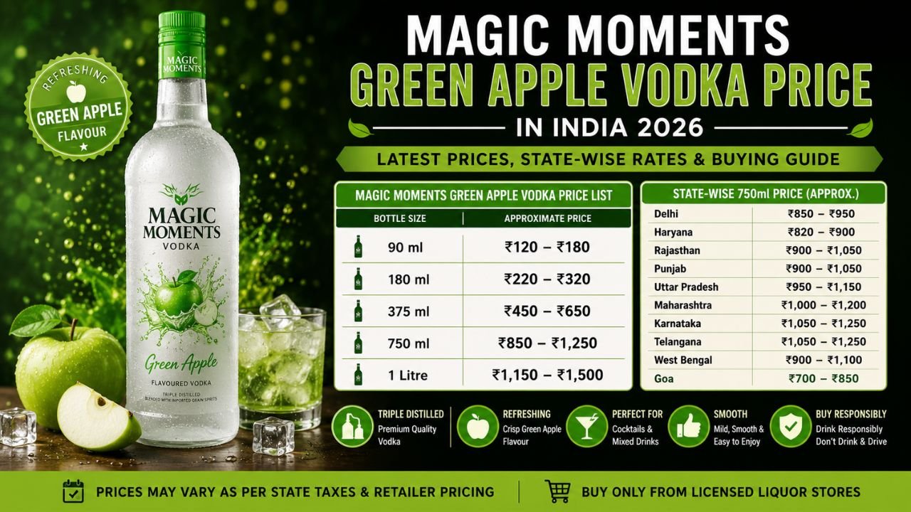 Magic Moments Green Apple Vodka Price in India